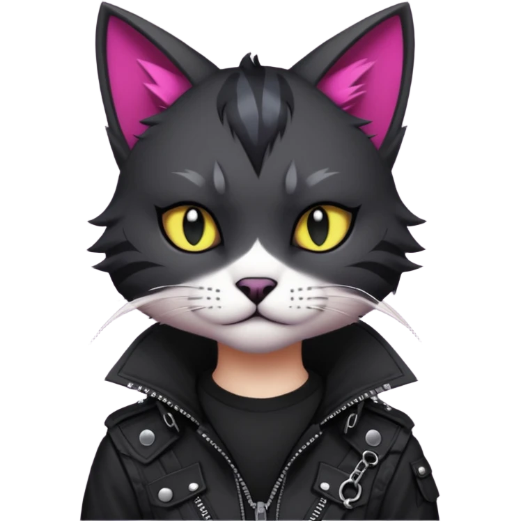 Edgy Beautiful Cool Kawaii Anthro dark cat-fursona punk techwear emoji