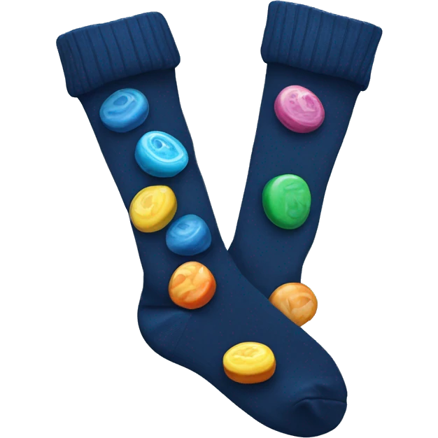dark blue socks with candies emoji