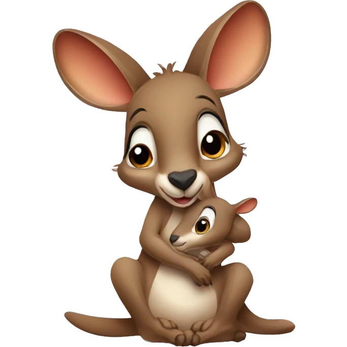 Mother kangaroo having baby kangroo in pocket emoji