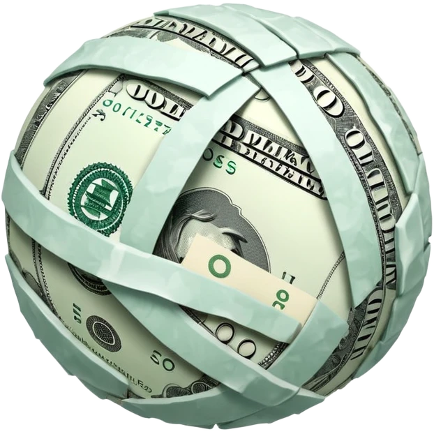 Snow ball with dollar bills  emoji