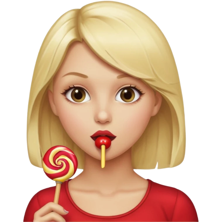 A xxx naked blonde female sucking on a lollipop seductively with nice tits emoji