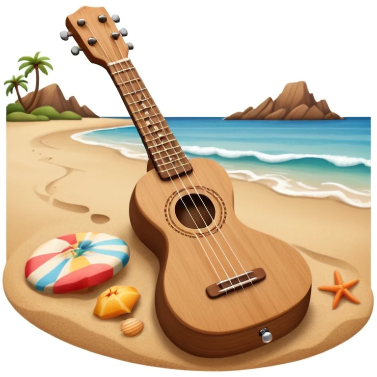 ukulele with a beach background emoji