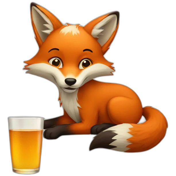 Drunk fox drinking emoji
