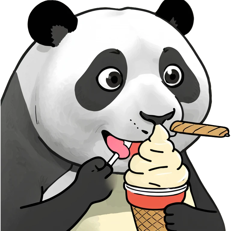 Panda eating ice cream emoji