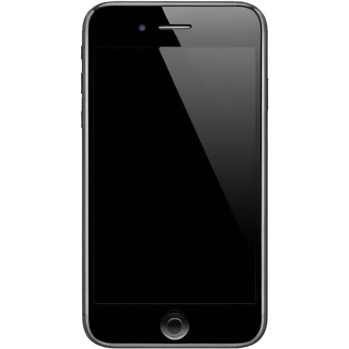 simple black iPhone with a blank screen, apple emoji style emoji