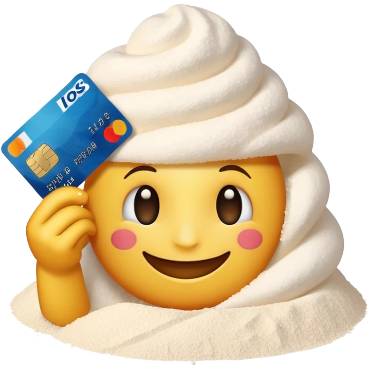 happy emoji with credit card in  hand and a pile of flour emoji
