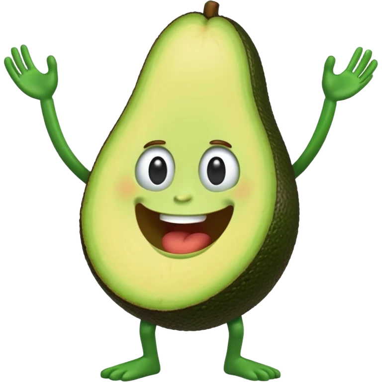 Casa de infonavit con un aguacate con piehrnas y brazos emoji
