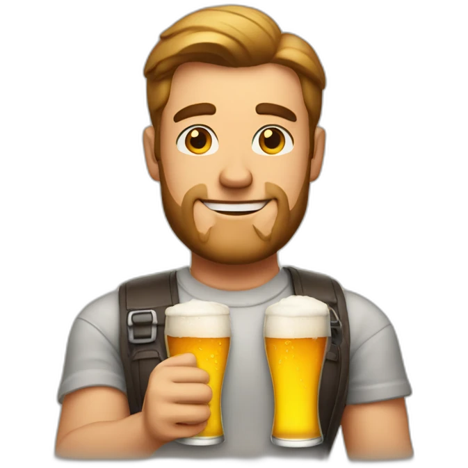 A handsome guy with a beer and a barbecue. emoji
