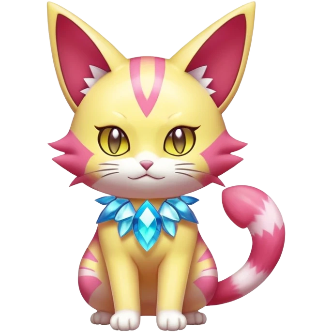 Shiny Magical Elemental Exotic Skitty-Delcatty-Pokémon-Fakémon-hybrid-creature (full body) emoji