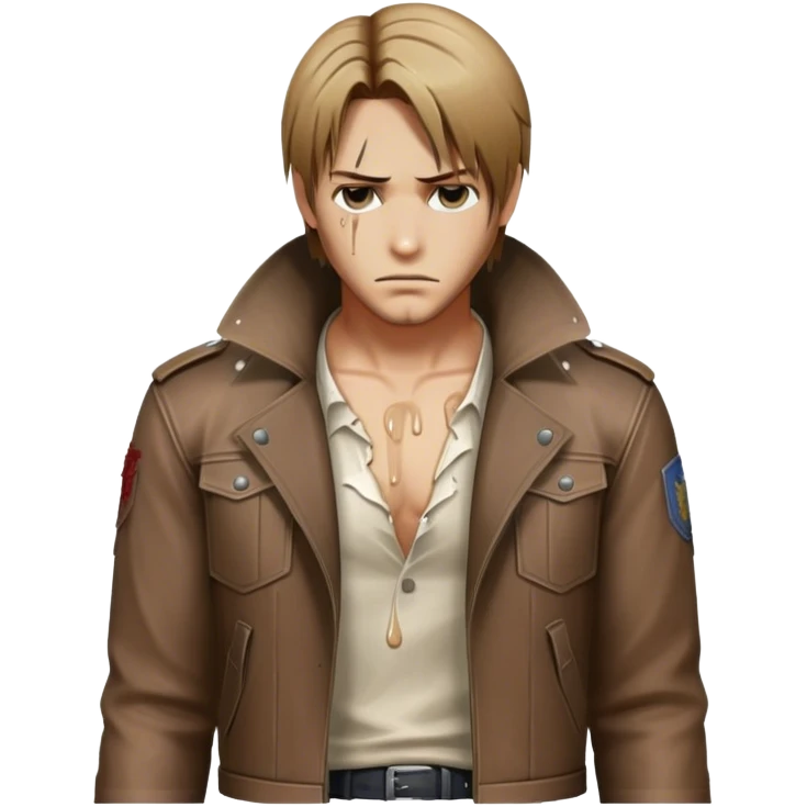 leon kennedy in torn clothes dripping  emoji