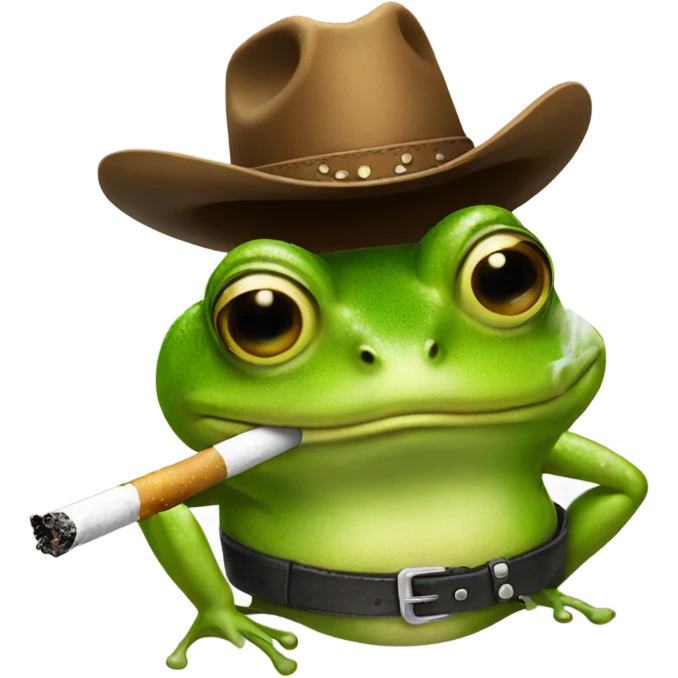 Frog in a cowboy hat smoking emoji