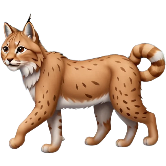 Eurasian Lynx walking in the snow beautiful aesthetic, snowy ground, snow falling around, wooden pine trees in the background, full aesthetic scenic image scenery realistic photo realism emoji