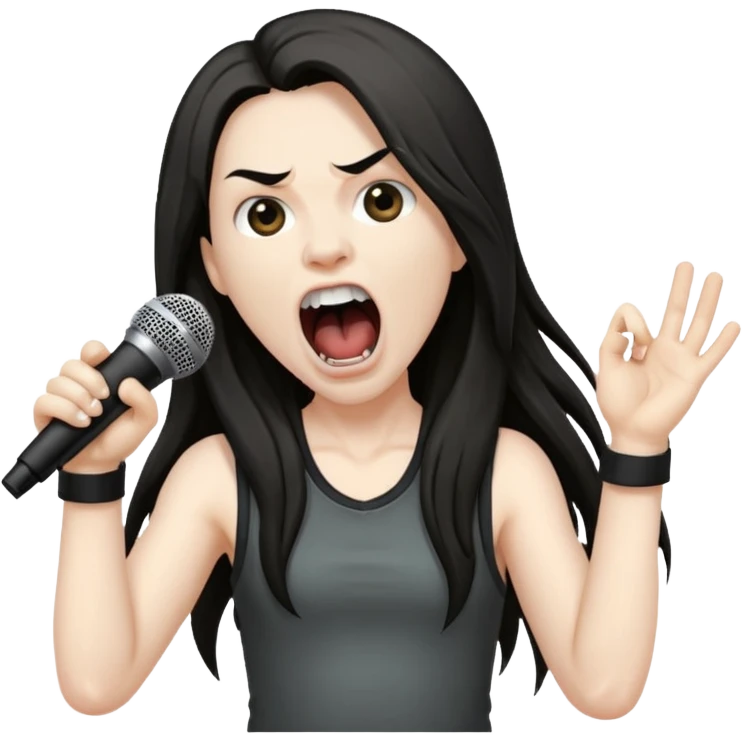 metal musician, screaming with mirophone emoji