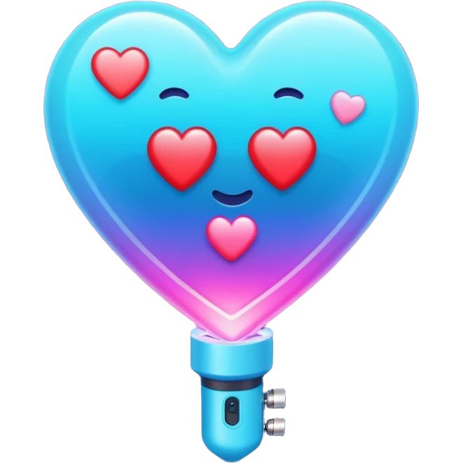 heart with K-pop fan lightstick ocean emoji