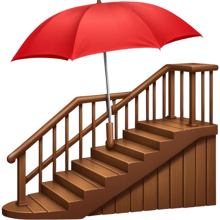 Red umbrella on stair railing emoji