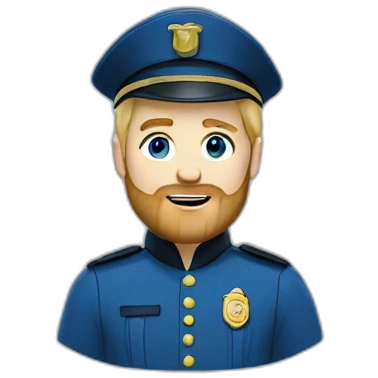 Blond man with a beard constable in blue uniform emoji