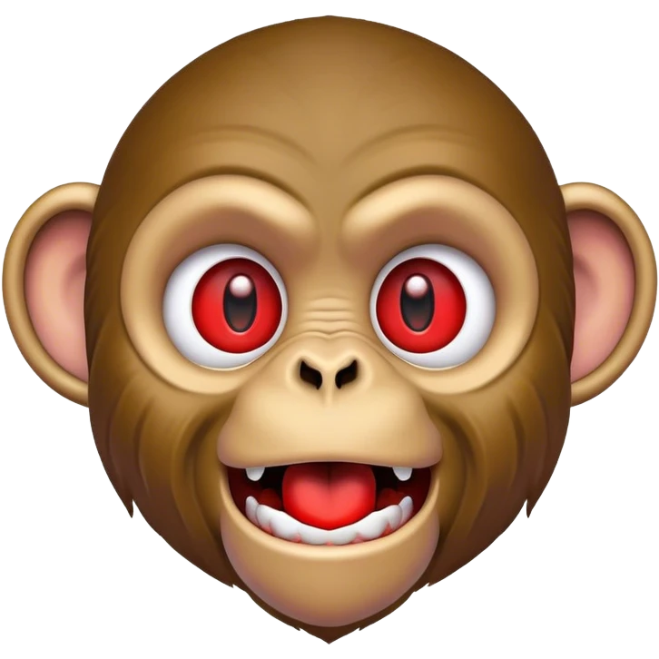 Scary Monkey with red eyes and human mouth emoji