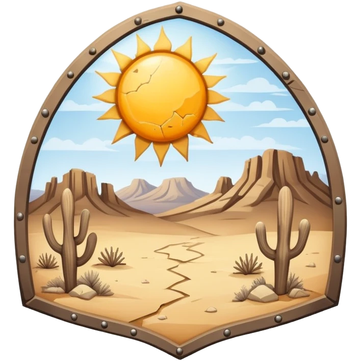 it is a shield with a desert and bones emoji