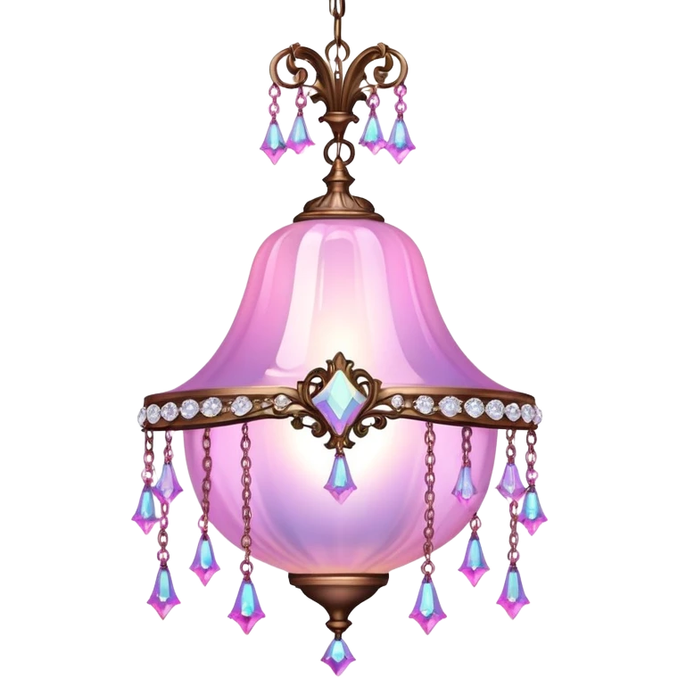 PInk iridescent Bell with chained hanging crystals CHANDELIER emoji