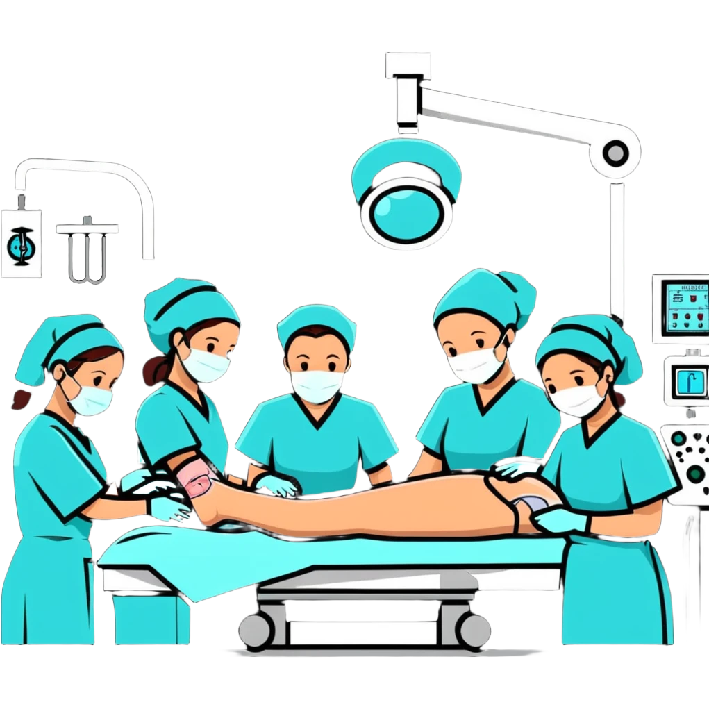 Surgery operation with doctors and nurses in an operating room emoji