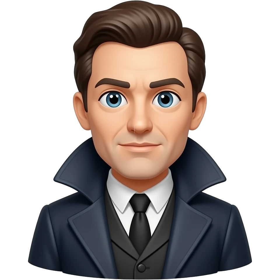 sherlocks holmes jacket with big collar looking slighty to viwers right emoji