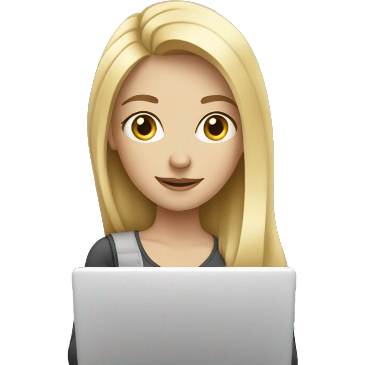 blonde girl with fair skin with laptop emoji
