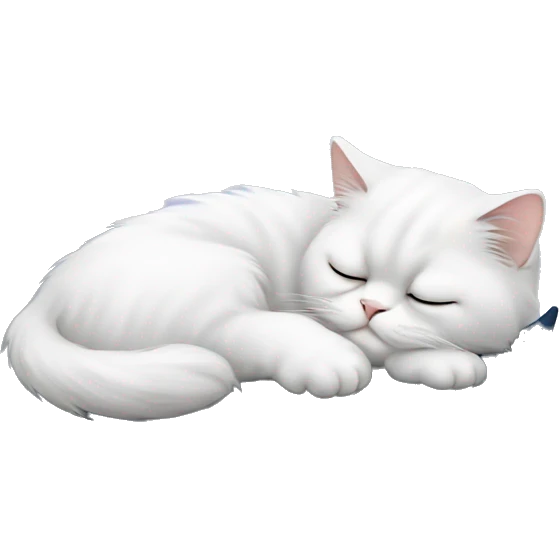 White Persian cat sleeping on crescent moon  emoji