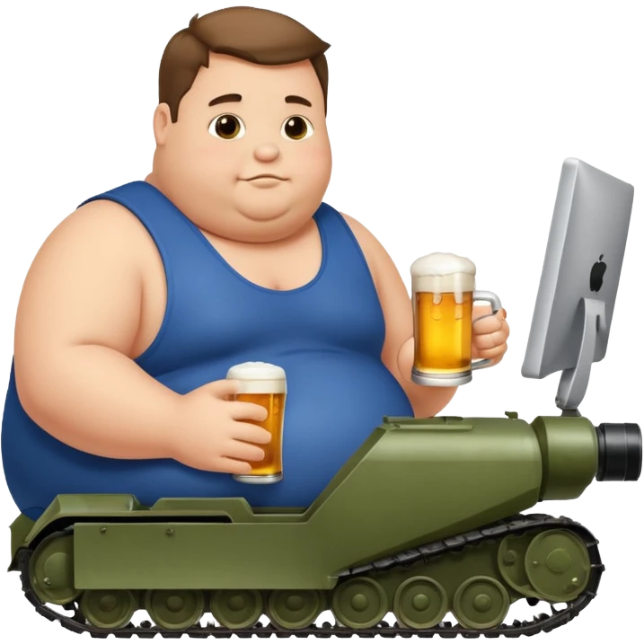 скуф сидит играет в танки и пьет пиво emoji