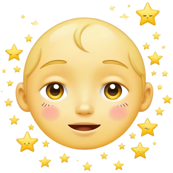 yellow face with stars surrounding it happy tears with cute eyes emoji