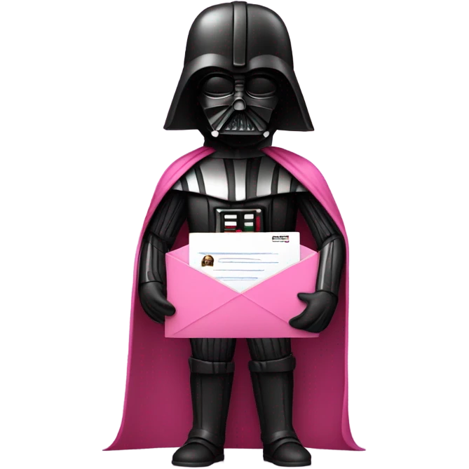pink darth vader holding email envelope emoji