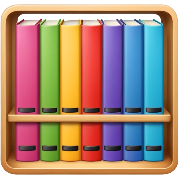 three colorful books on a shelf close-up emoji