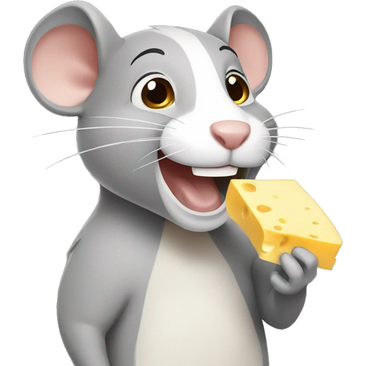 Draw me a rat holding cheese and smiling  emoji