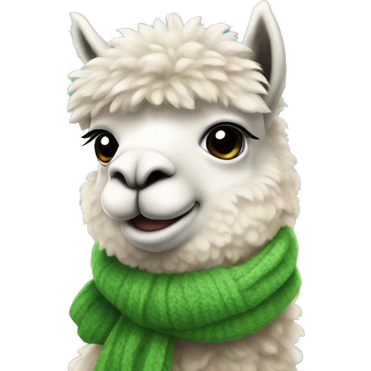 Alpaca with green scarf emoji