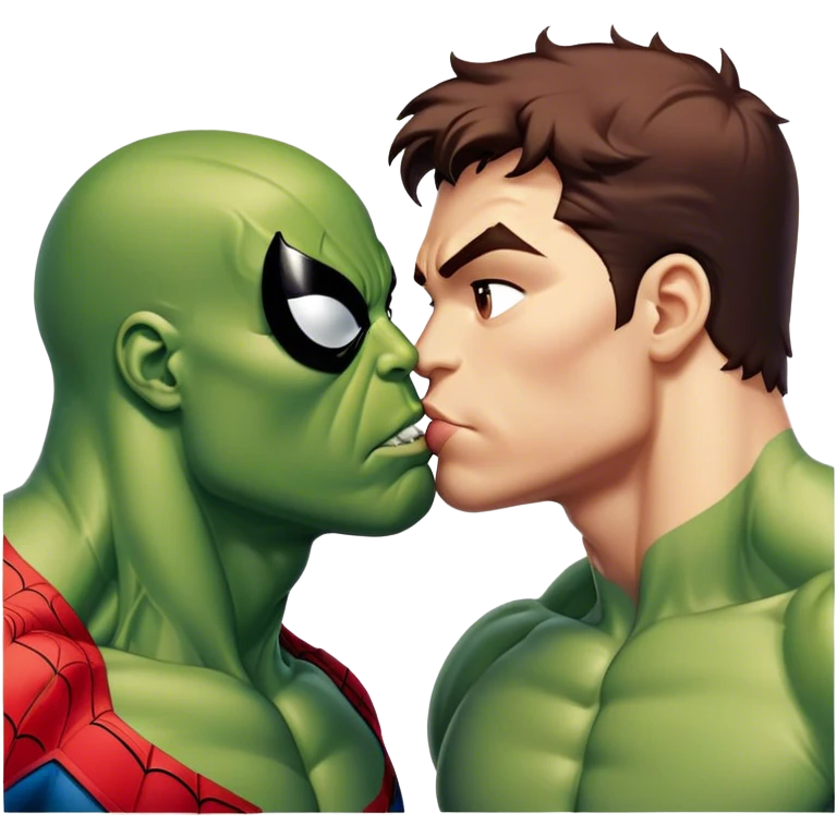Spiderman kiss hulk emoji
