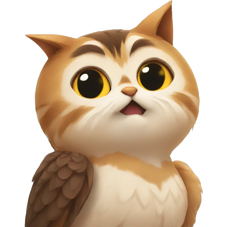 Owl hugging a cat emoji
