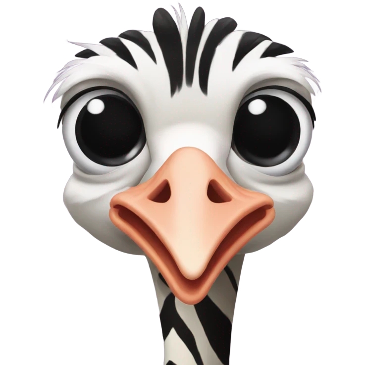 Ostrich flying with chicken feet and zebra head emoji