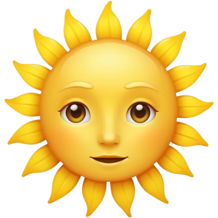 Generate a high-quality emoji of a yellow sun, bright and shining, smooth gradient colors, no facial features, simple white background, high-resolution.

 emoji