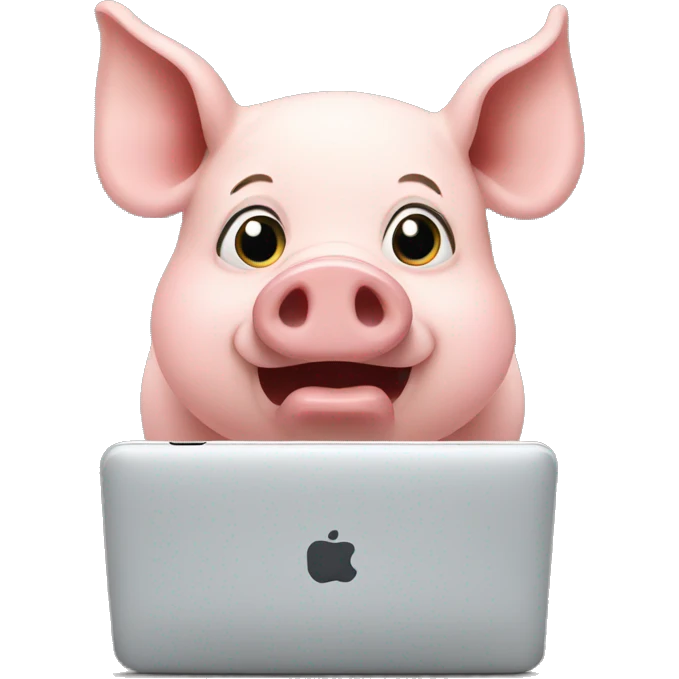 A pig watching a video emoji