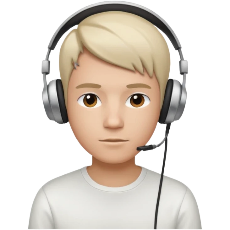 a person wearing headphone, having styleish haircut & wearing shirt of white colour emoji