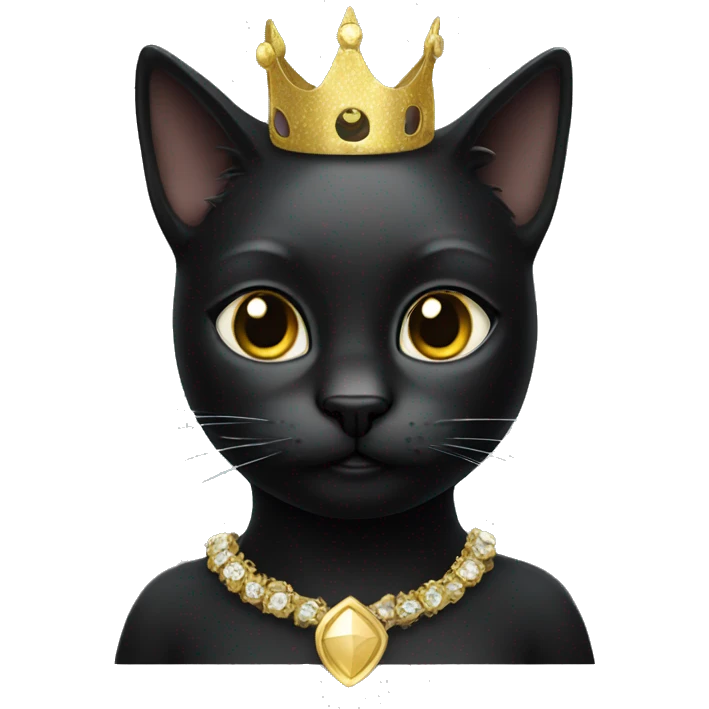 Black cat wearing golden tiara mask emoji