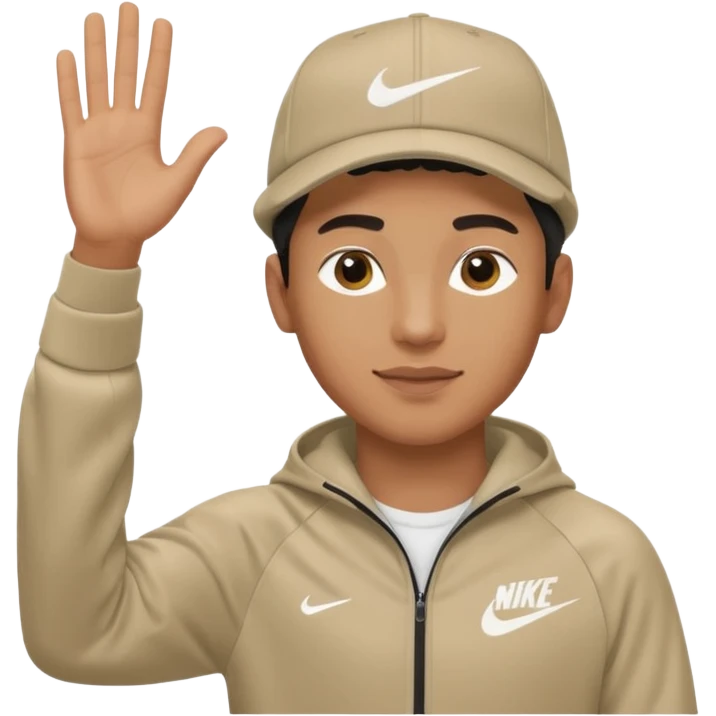 Ragazzo mulatto col cappello Nike e tuta Nike cha saluta emoji