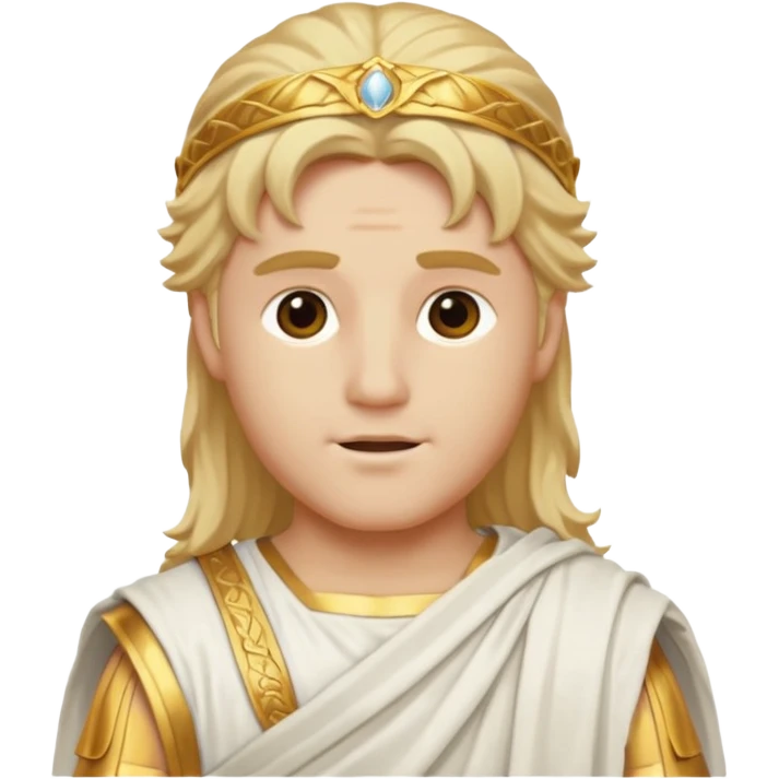 Apollo, God of Light from Gods and Goddesses with long golden blonde hair, white outfit emoji