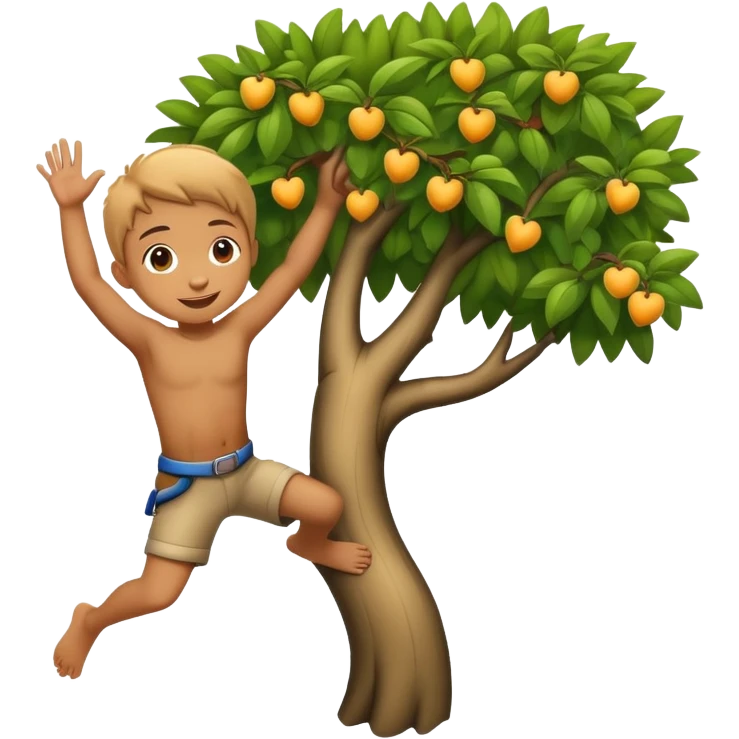 child climbing a tree, fun and friendly emoji