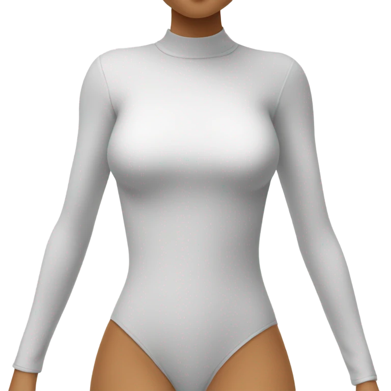 white long sleeve closed neck shapewear bodysuit emoji