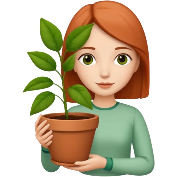 woman holding a flower pot emoji