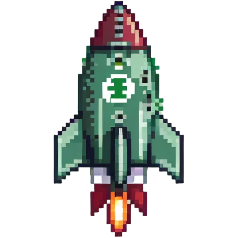 A large green checkmark emoji similar to iOS style as the main feature, with a small diagonal rocket ship in the bottom right corner emoji
