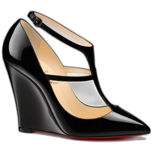 WEDGE heel LOUBOUTIN black leather PATENT emoji