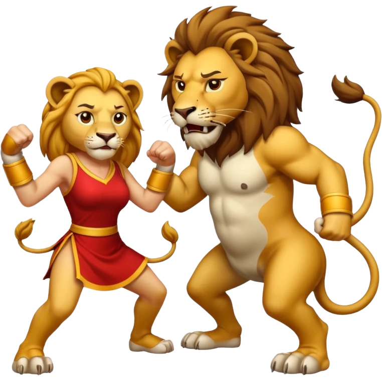 lion fight with his damn wife emoji