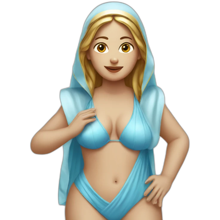 virgin-mary-in-swimsuit-with-halo emoji