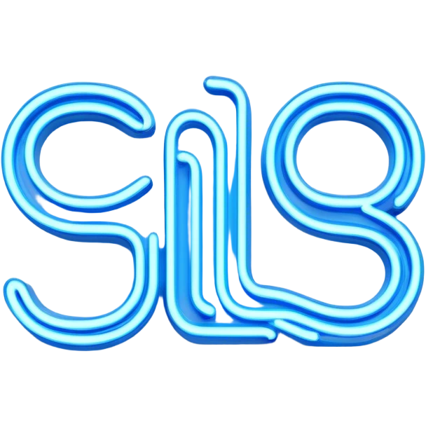 Blue neon sign with the word Giles emoji